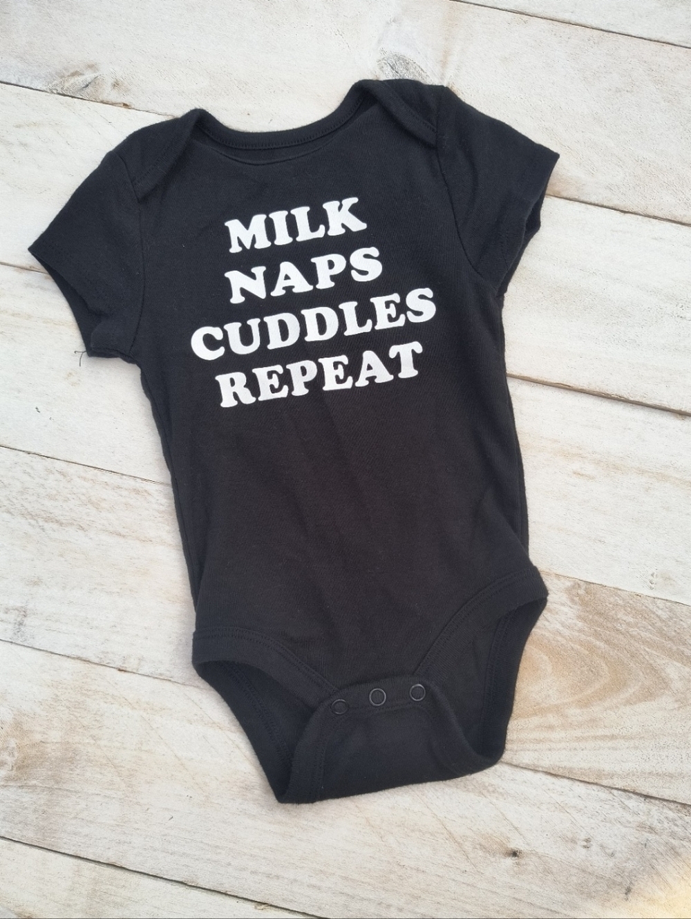 Jumping Beans Baby Girl Bodysuit Naps Milk Cuddles Short Sleeve Black 6M